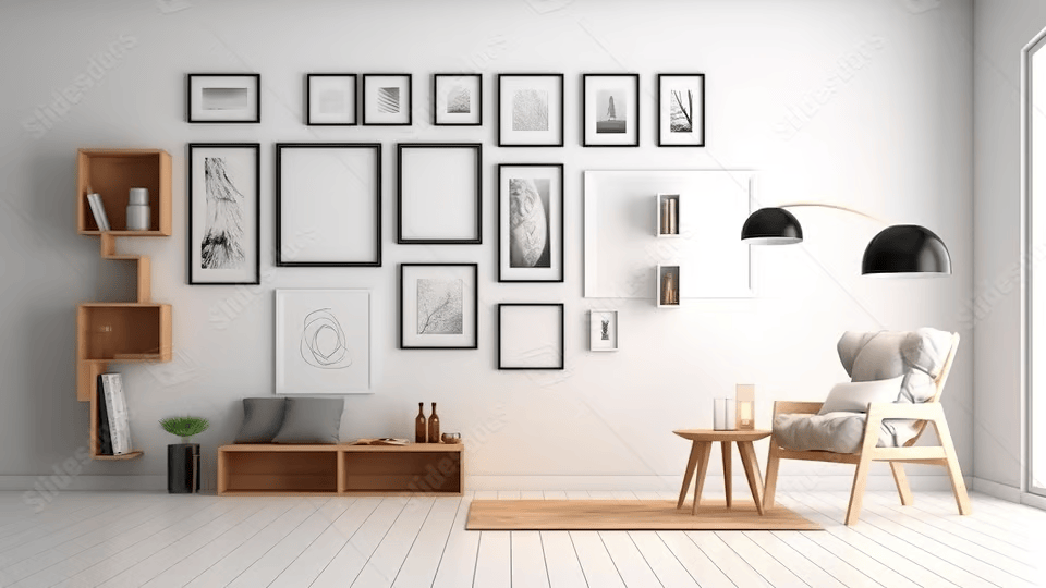 Sử dụng tranh canvas và kệ gỗ nhỏ