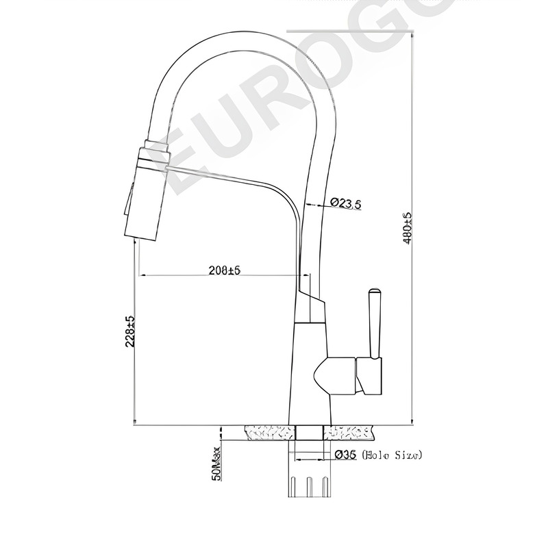 Bản vẽ kỹ thuật: Vòi rửa bát EUF228BM