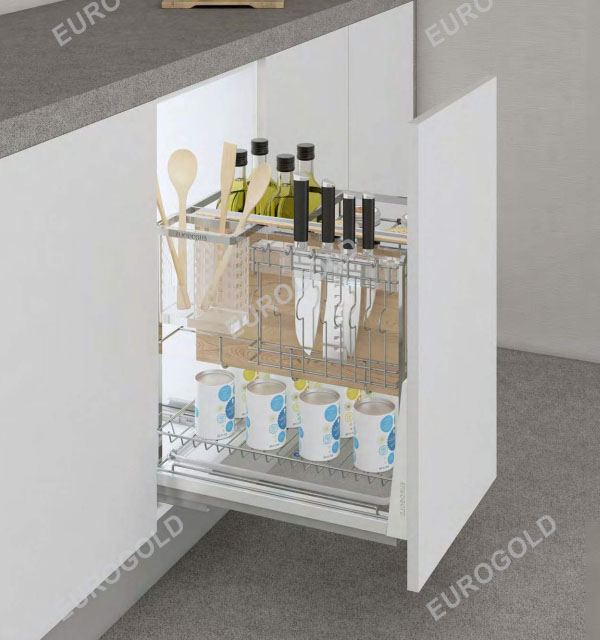 Giá dao thớt nan dẹt inox mờ- Hệ dẫn hướng chống rung