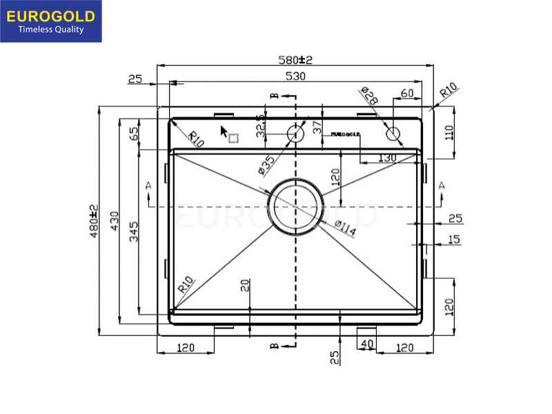 Thông số kỹ thuật chậu rửa bát EUS55848 Eurogold