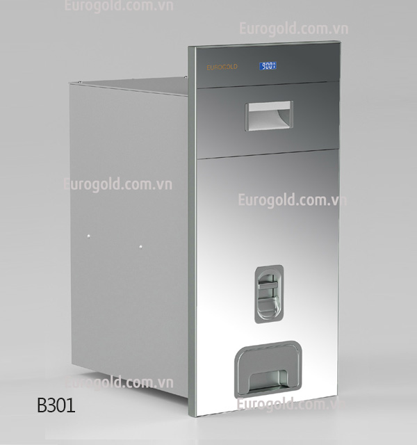 Thùng gạo điện tử mặt gương trắng bạc Eurogold - B301