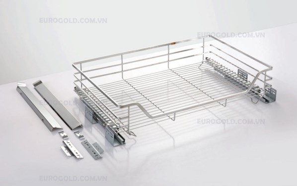 giá xoong nồi inox mờ cao cấp gắn cánh âm tủ Eurogold