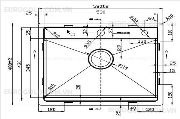 Hình ảnh chậu rửa bát EUS55848